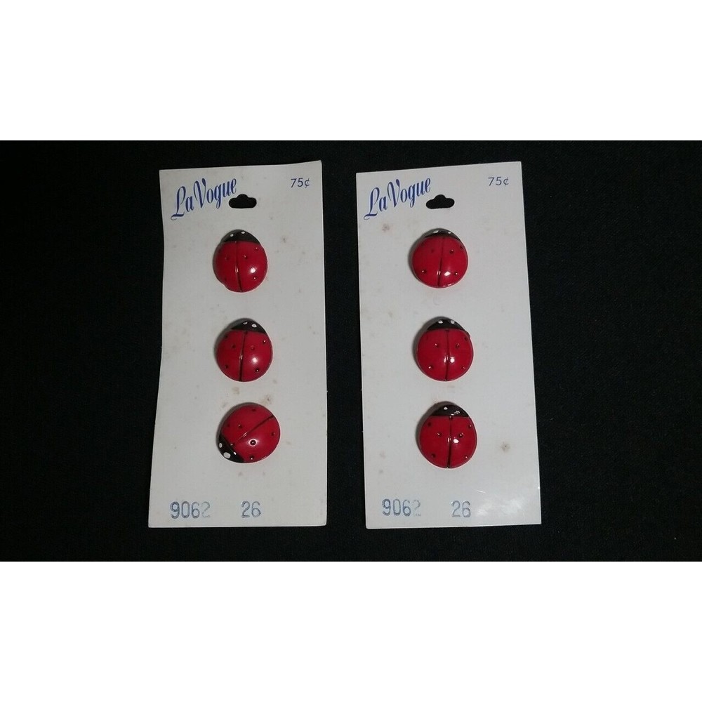 Vintage La Vogue Ladybug Shank Buttons set of 6 on Cards